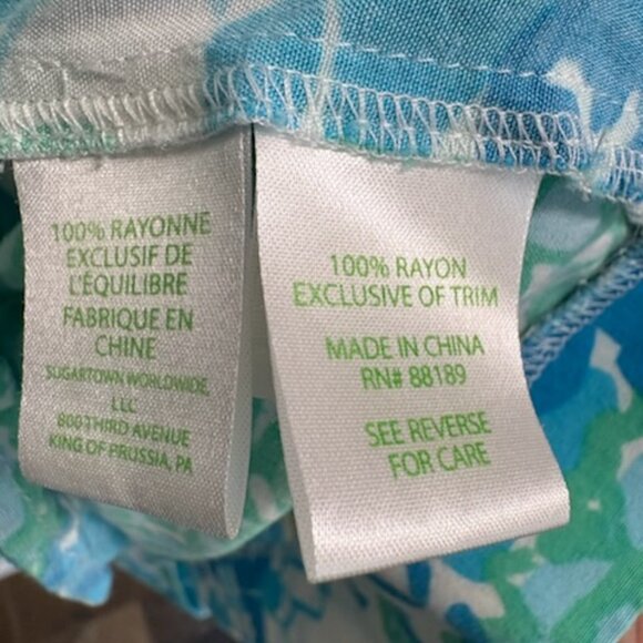 Lilly Pulitzer Tybee In A Pinch Print Blue Sleeveless Tassel Tie Short Romper L - Picture 8 of 8